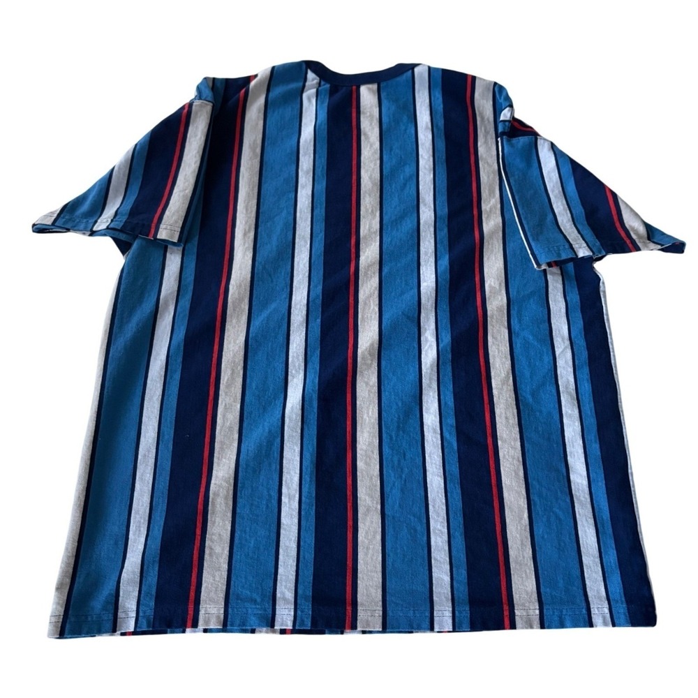 Nike Footwear & Apparel Shirt Mens Large Blue Red Vertical Stripe Boxy Tee Y2K L - Picture 5 of 5